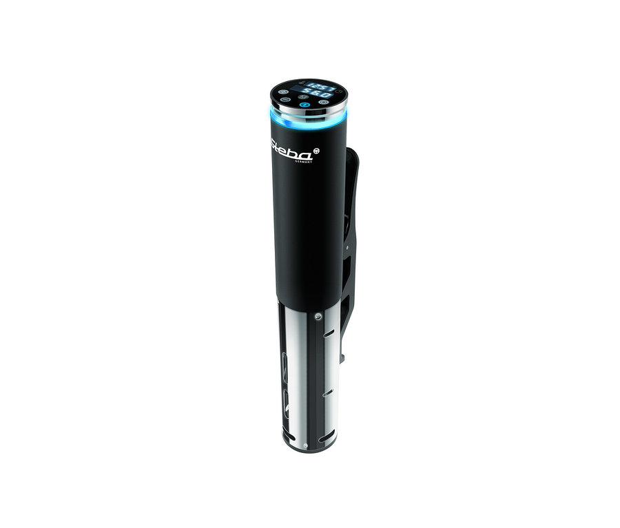 Nahaufnahme eines schwarzen und silbernen Steba Sous-Vide-Sticks "SV 60".