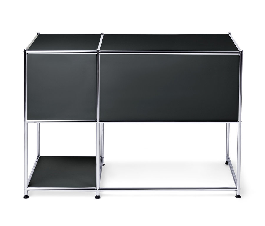Schwarzer Schreibtisch Metall »CN3« mit Klapptür.