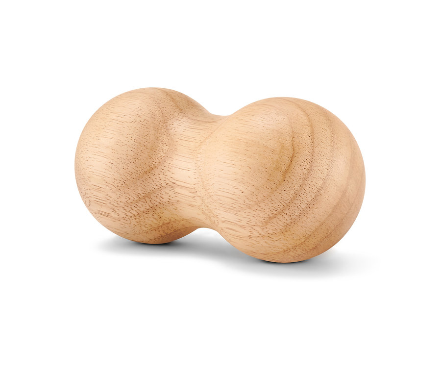 Ein Duo-Massageball aus Holz.
