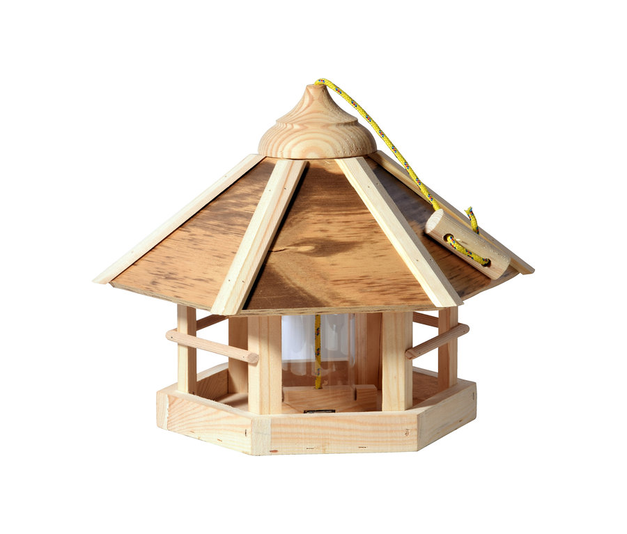 Dobar-Vogelhaus »Camouflage« aus Holz mit gelbem Seil.