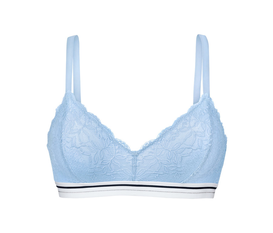 Hellblauer Soft-BH mit Spitze.