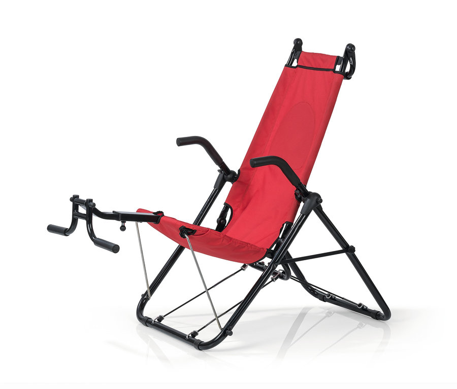 Rot-schwarzer MAXXMEE-Inversionstrainer »Deluxe« auf weißem Hintergrund.