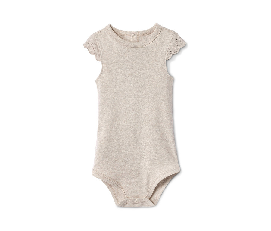 Beiger Body aus Bio-Baumwolle mit kurzen Ärmeln.