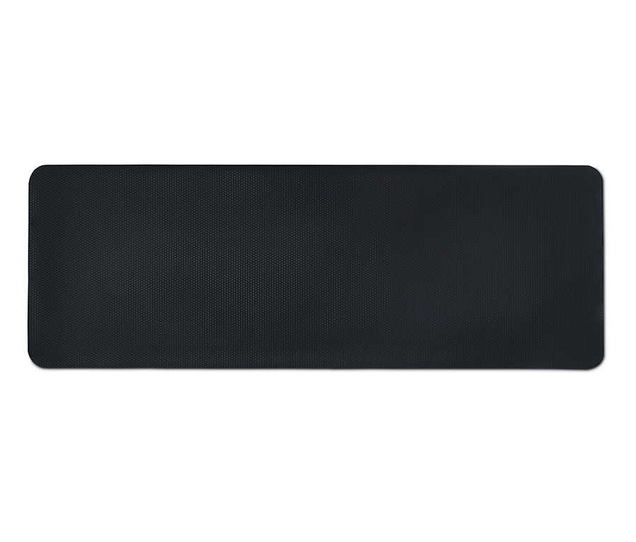 Eine schwarze Yoga- und Fitnessmatte.