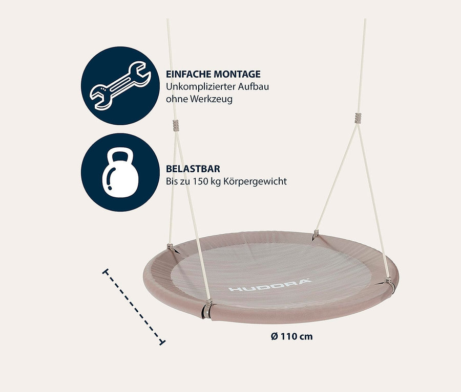 Illustration der beigen HUDORA Nestschaukel »Lounge«, Ø 110 cm.