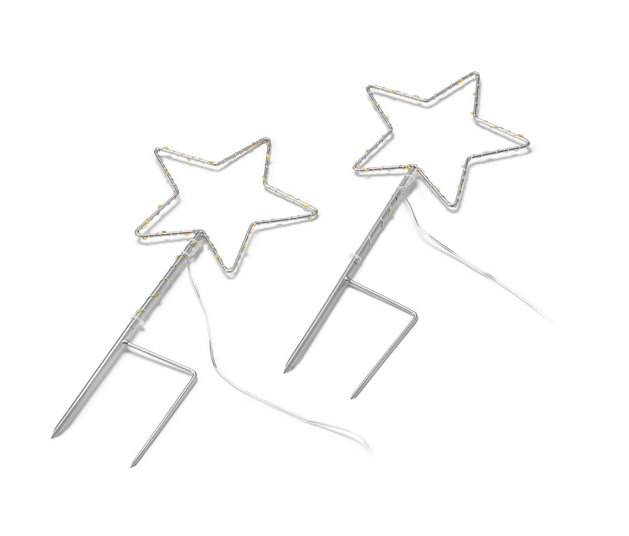 Zwei kleine LED-Erdspieße »Stern«.