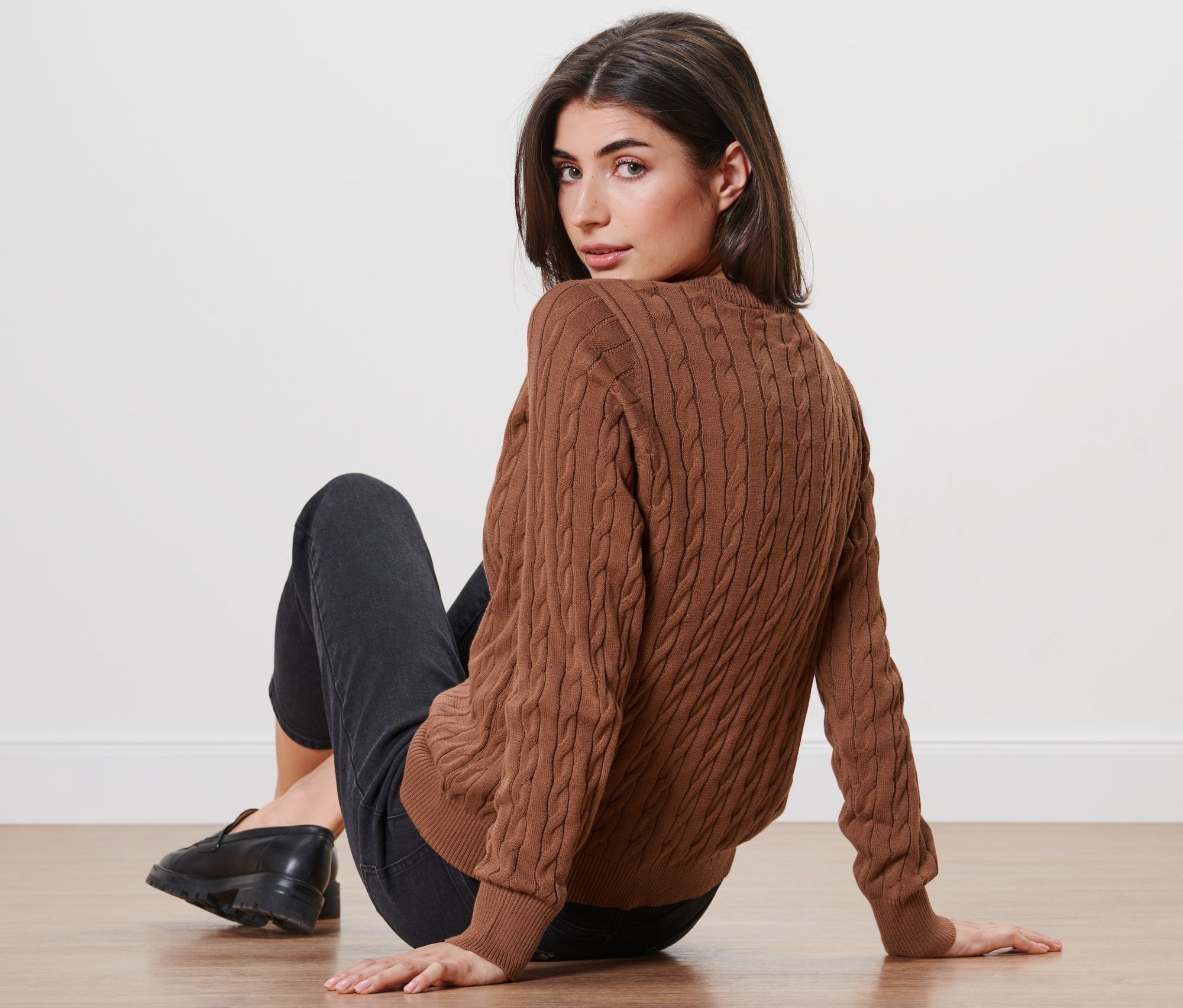Thumbnail - Tchibo - Feinstrickcardigan mit Zopfmuster - Damen - Gr. M - cognac