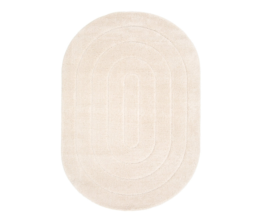 Beiger Indoorteppich »NATIVO Lines«, ca. 160 x 230 cm mit ovalem Muster.