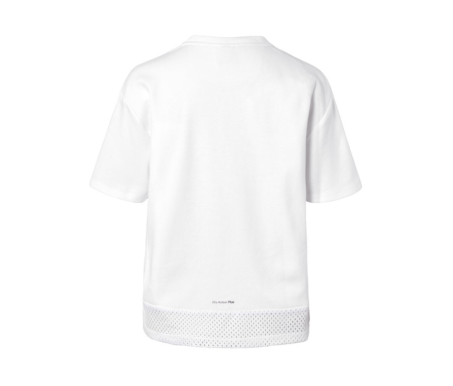 Rückansicht eines weißen Mesh-Sportshirts.