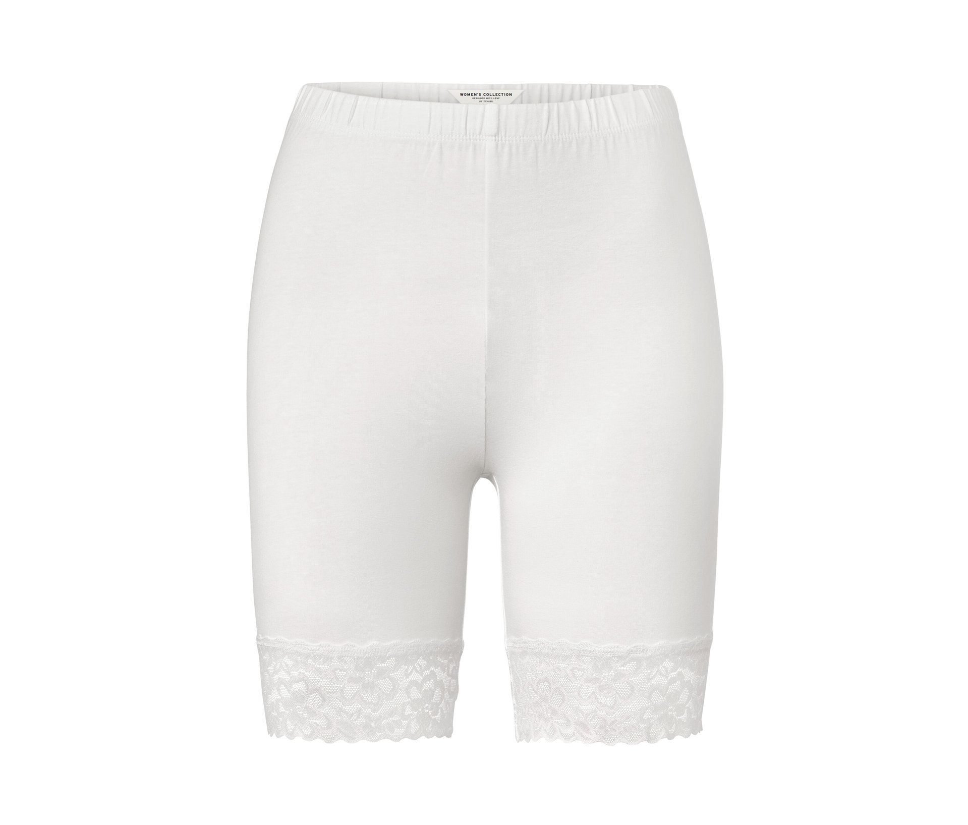 Tchibo - Radlershorts mit Spitzenborte - Damen - Gr. S - weiß