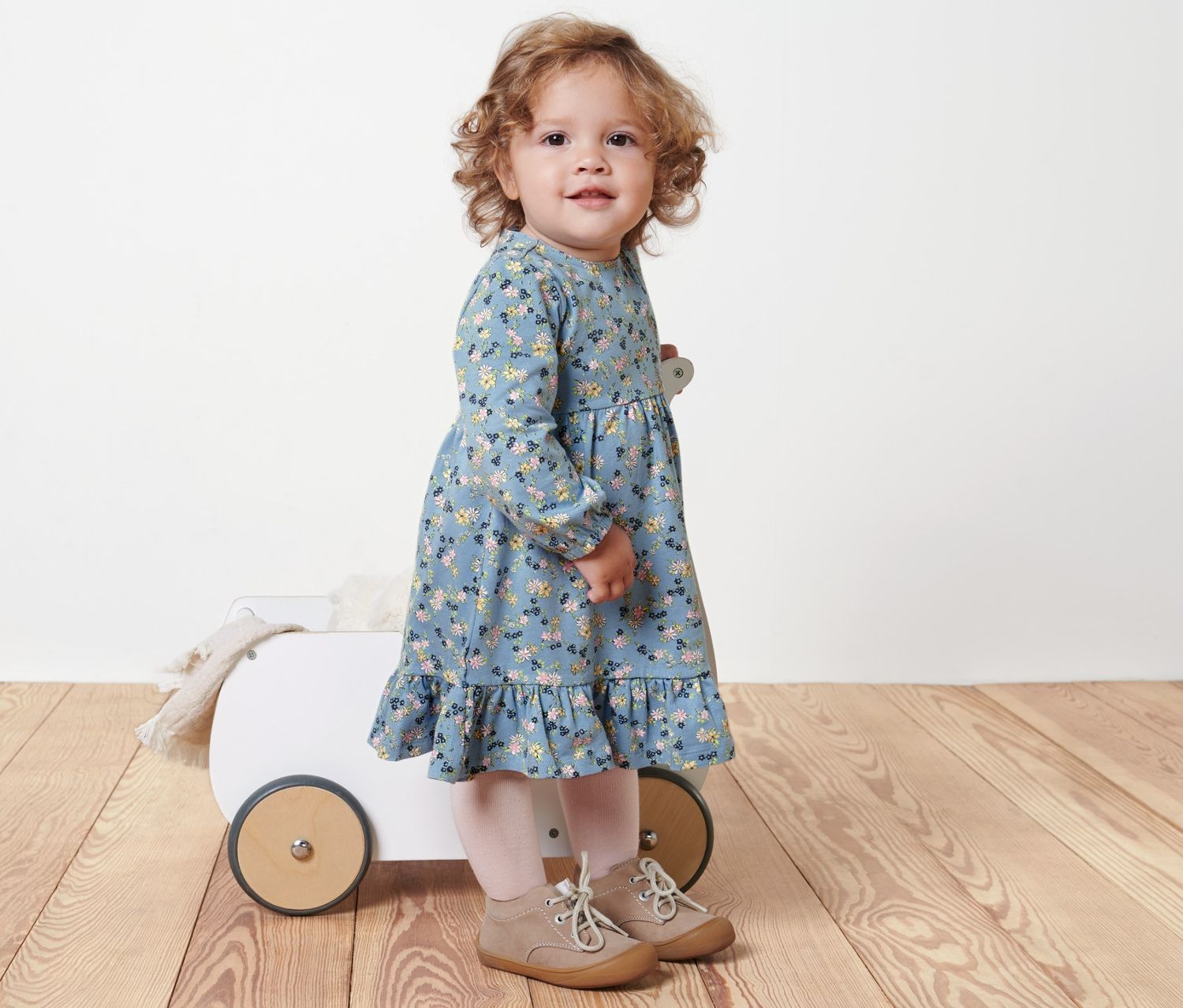 Thumbnail - Tchibo - Baby-Jerseykleid - Baby - Gr. 74/80 - hellblau/geblümt