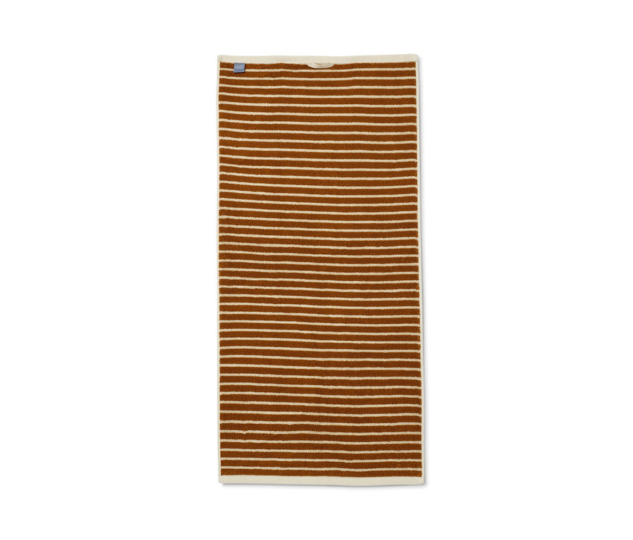 Gestreiftes braun-cremefarbenes 2 Handtücher.