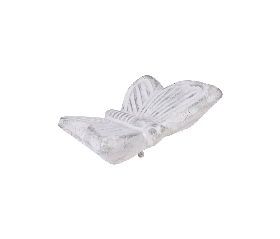 Grau-weißes Vogelbad-Insektentränke »Foglia« in Form eines Schmetterlings.