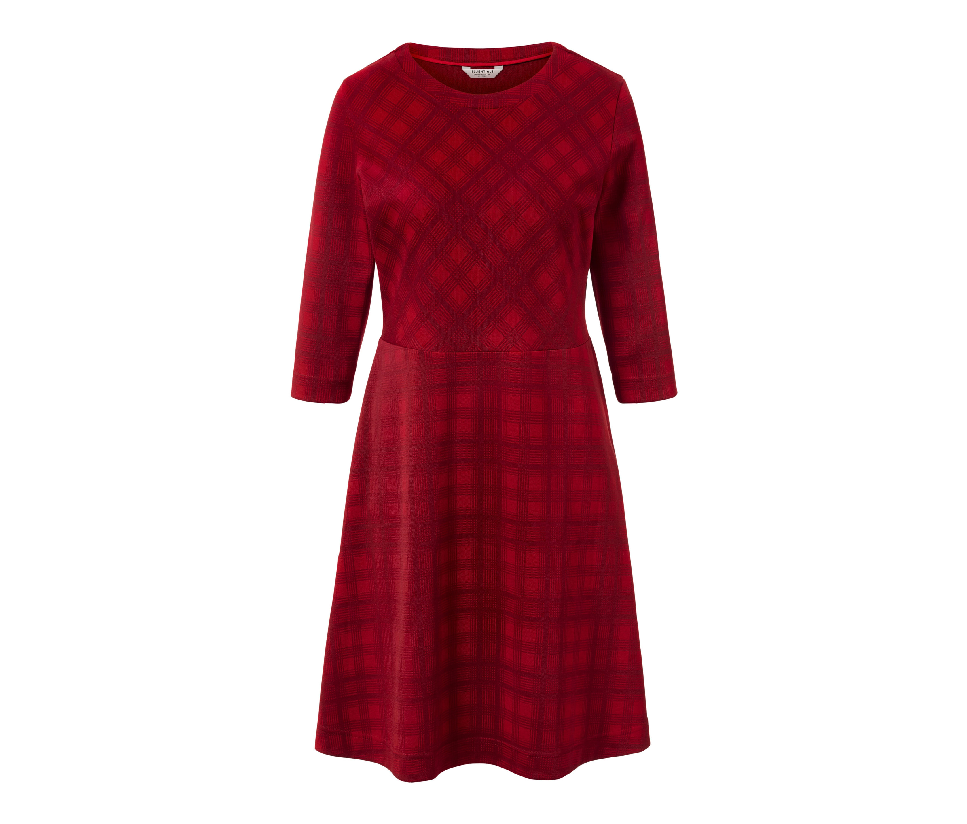 Tchibo - Kariertes Jacquard-Kleid - Damen - Gr. XL - rot/kariert