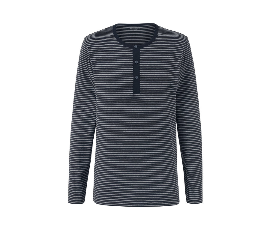 Gestreiftes Pyjama-Shirt mit langen Ärmeln und Knopfleiste.