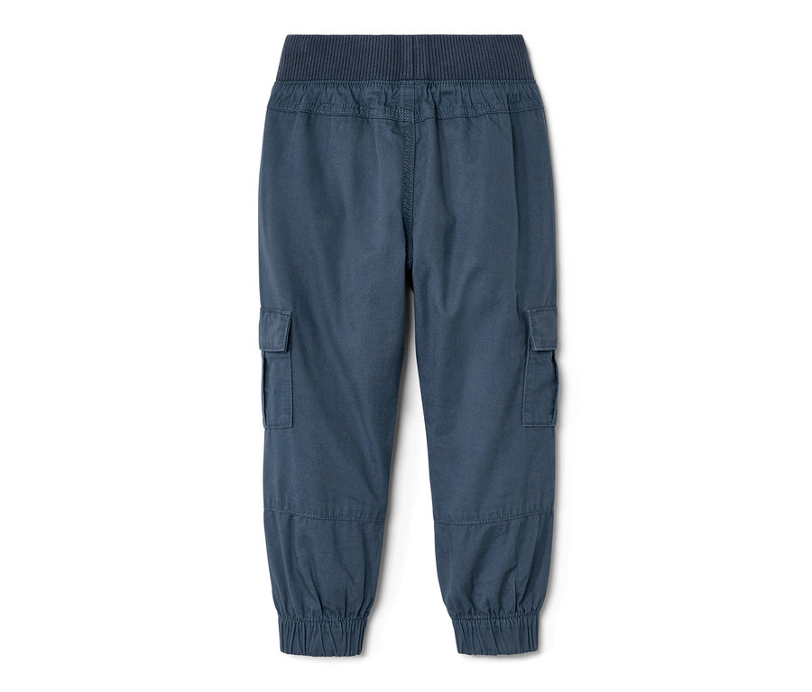 Blaue Kinder-Pull-on-Pants – Fit »Anton« mit Cargotaschen.
