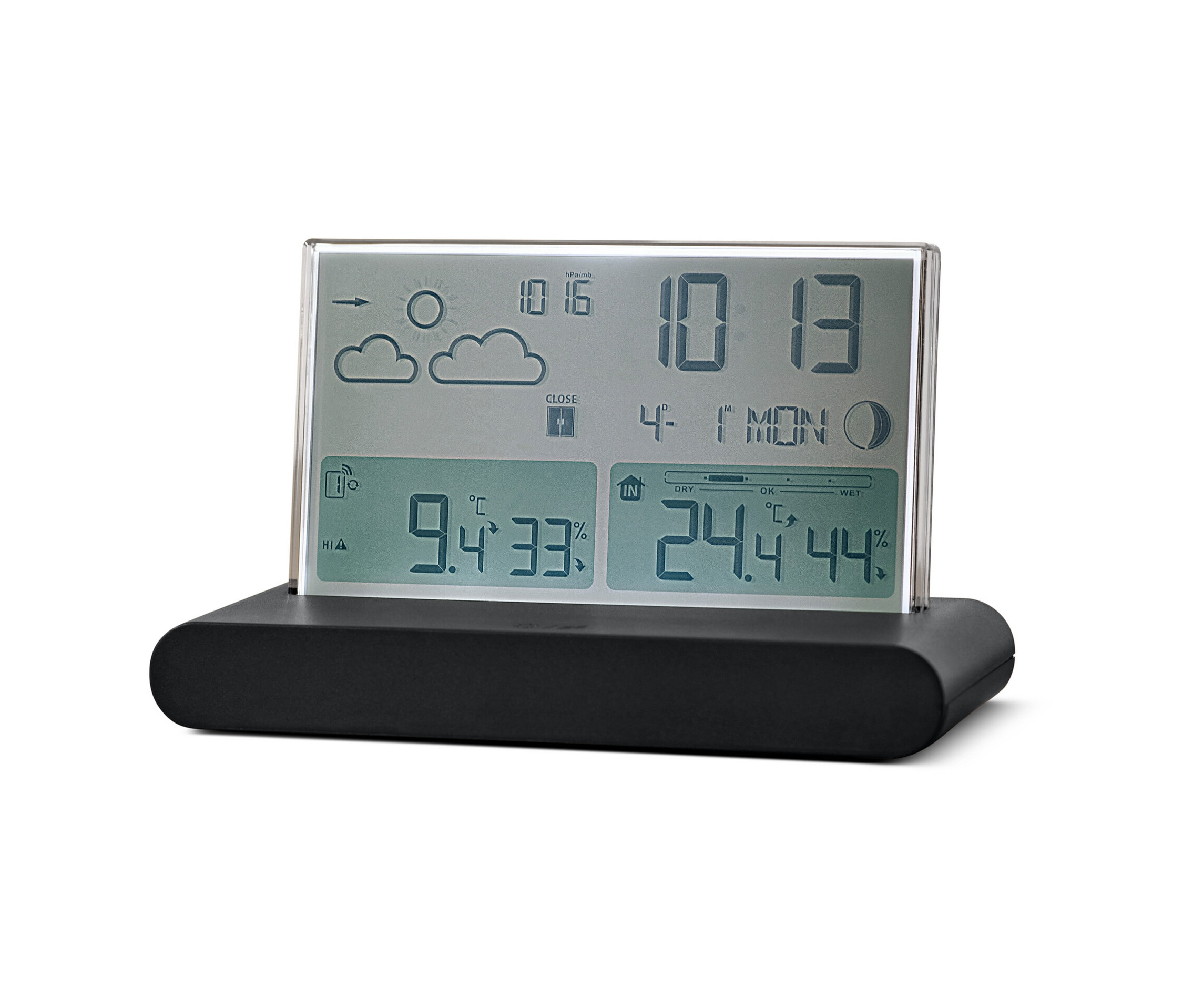 Funk-Wetterstation mit Außensensor - schwarz - schwarz