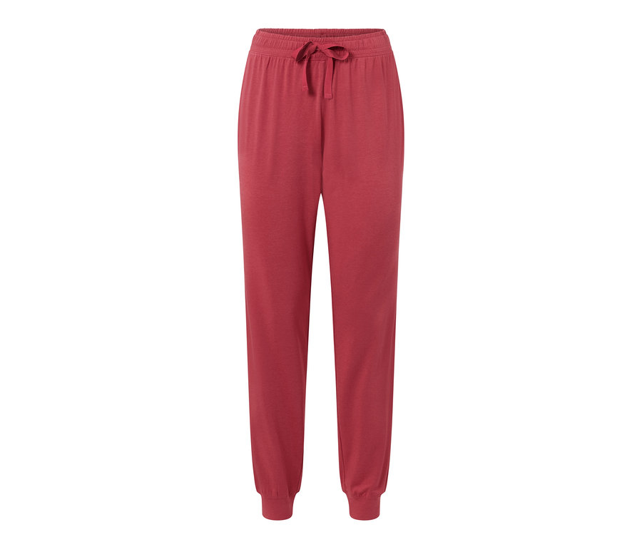 Eine rote Pyjamahose mit Kordelzug in der Taille.