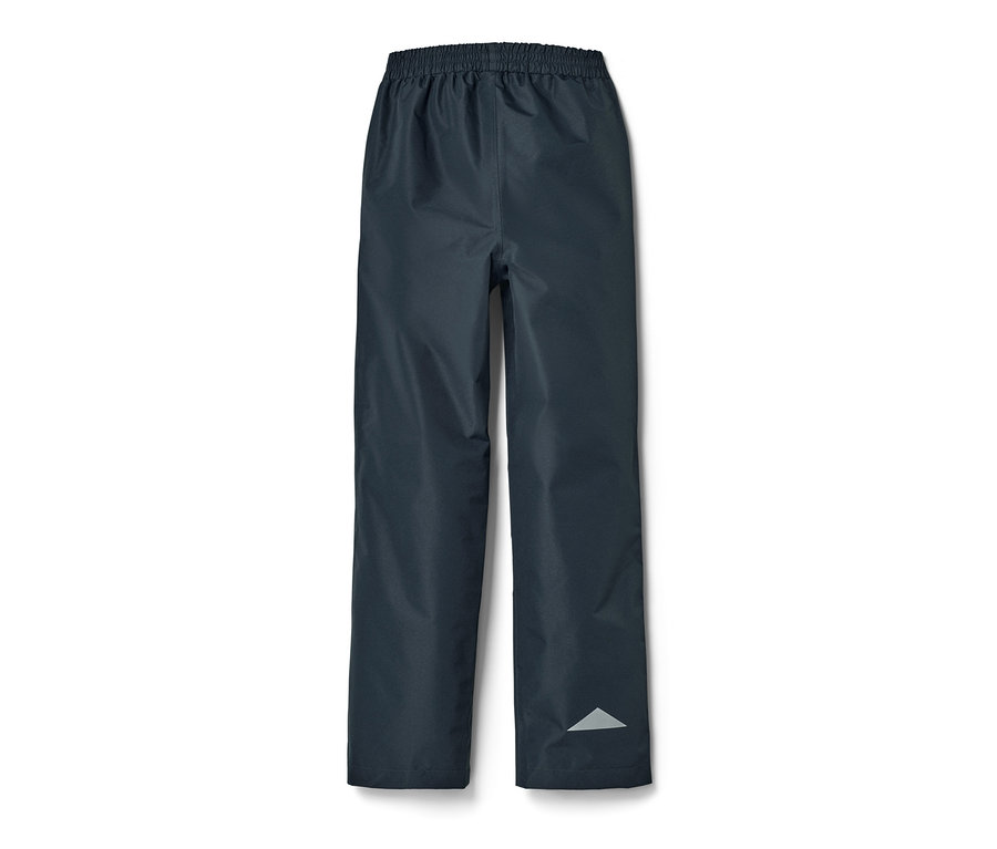 Eine dunkelblaue Kinder-Regenhose.