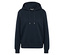 Dunkelblauer Hoodie mit Kordelzug.