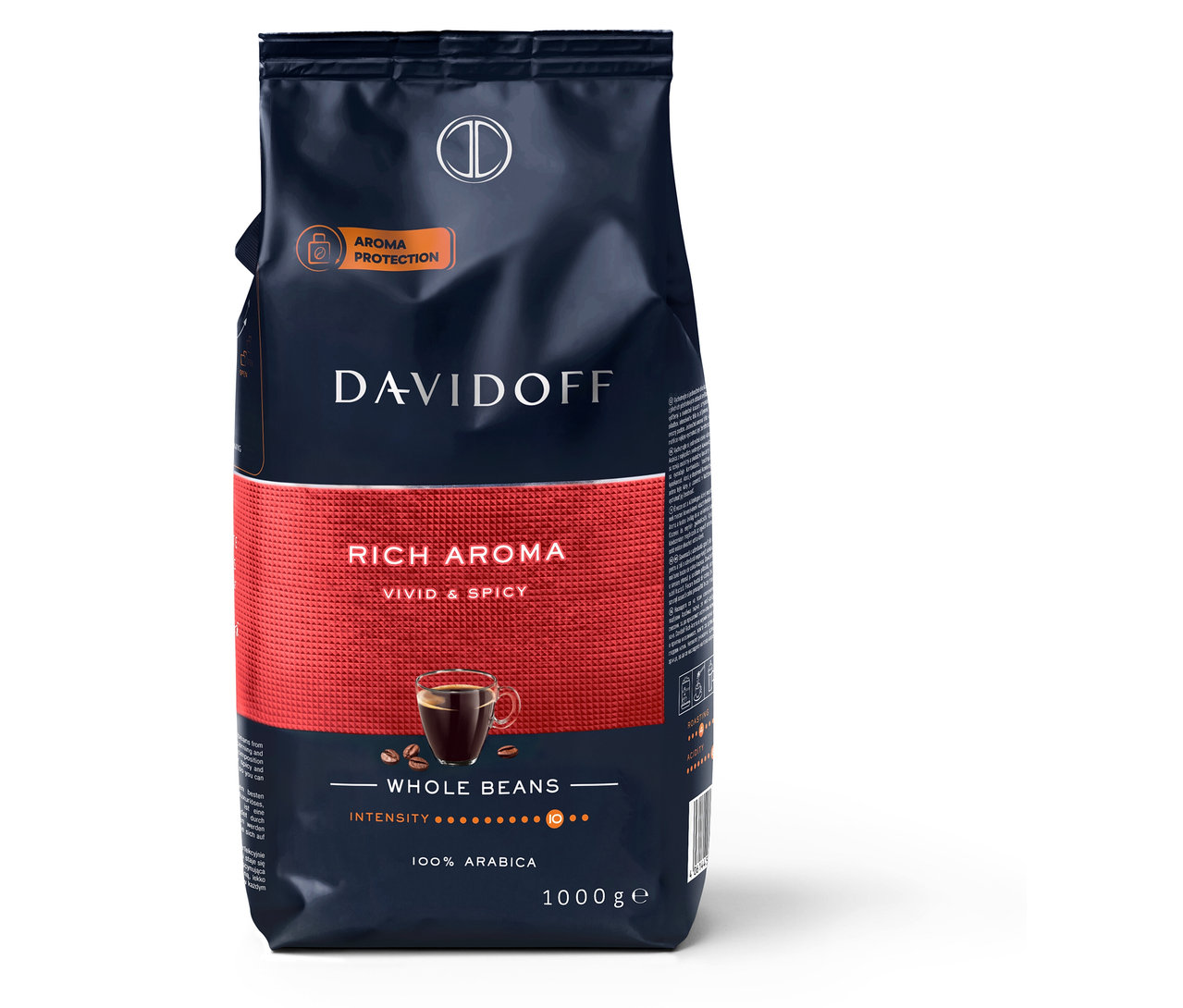 Eine Packung Davidoff Rich Aroma Kaffee.