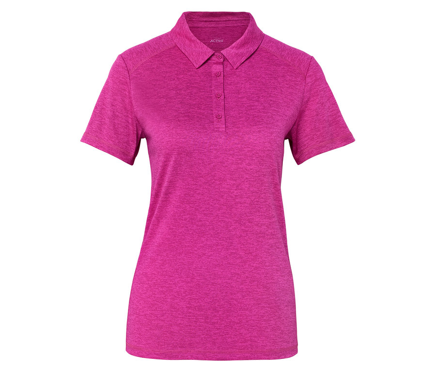 Nahaufnahme eines pinken Funktions-Poloshirts.