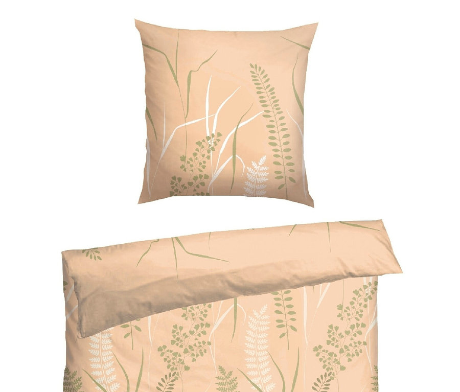 Sandfarbenes Bettwäscheset »Annic« mit Botanikprint.