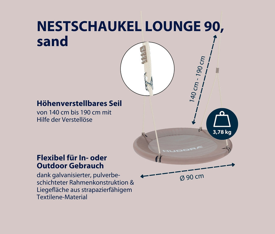 HUDORA Nestschaukel »Lounge«, beige, Ø 90 cm.