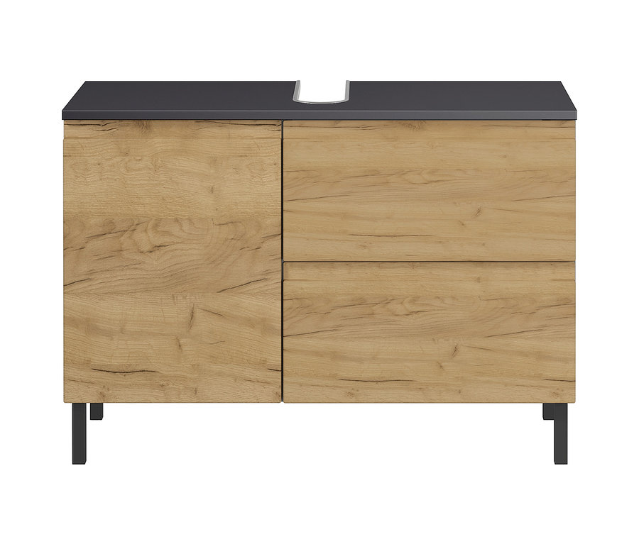 Waschbeckenunterschrank »Salinas«, groß, graphit/eiche.