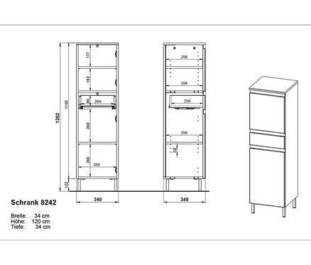 Abbildung von kleinen Schränken »Salinas« in Weiß und Graphit.