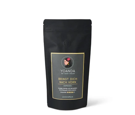 Schwarze Packung Yoanda - Bringt Dich nach vorn Espresso - 250 g Ganze Bohne.