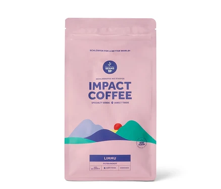 Eine Packung IMPACT COFFEE - Limmu Omni-Roast Bio - 500 g Ganze Bohne.