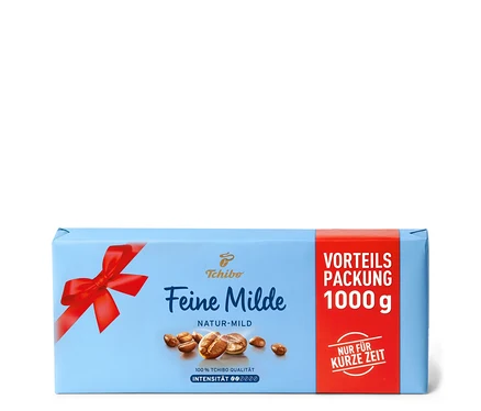 Eine Packung Feine Milde - 4x 1 kg Gemahlen Kaffee von Tchibo.