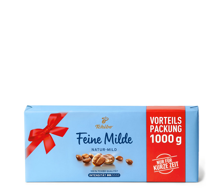 Eine Packung Feine Milde - 4x 1 kg Gemahlen Kaffee von Tchibo.