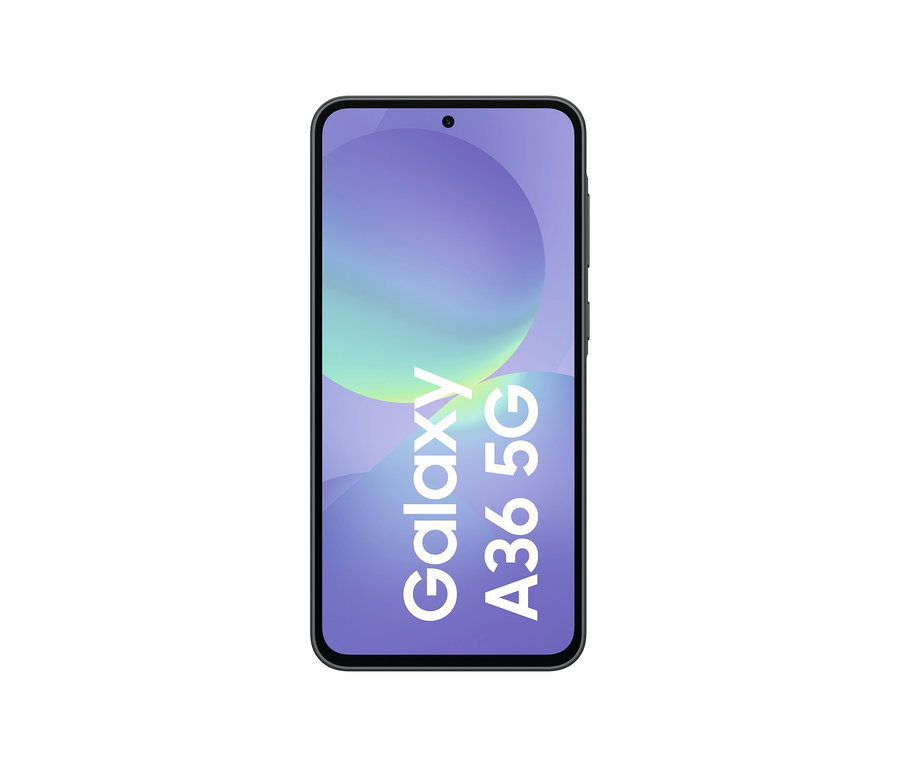 Schwarzes Samsung Galaxy A36 5G Smartphone mit 128 GB.