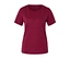 Ein schlichtes, kurzärmeliges T-Shirt mit Rundhalsausschnitt in tiefroter Farbe, auf weißem Hintergrund.