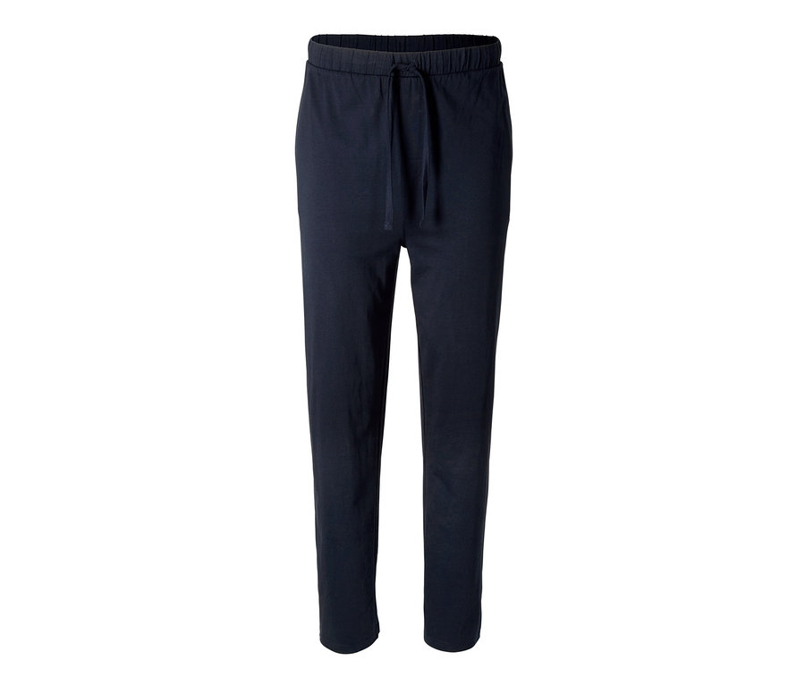 Dunkelblaue Pyjamahose mit Kordelzug.