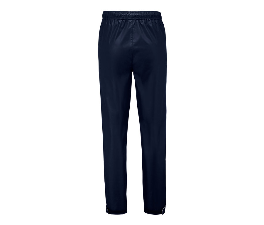 Dunkelblaue Unisex-Regenhose.