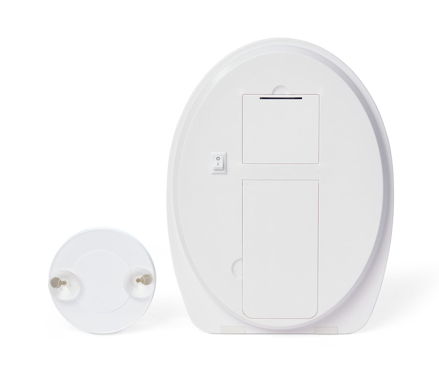 Rückseite eines beleuchteten LED-Kosmetikspiegels mit Saugnapf.