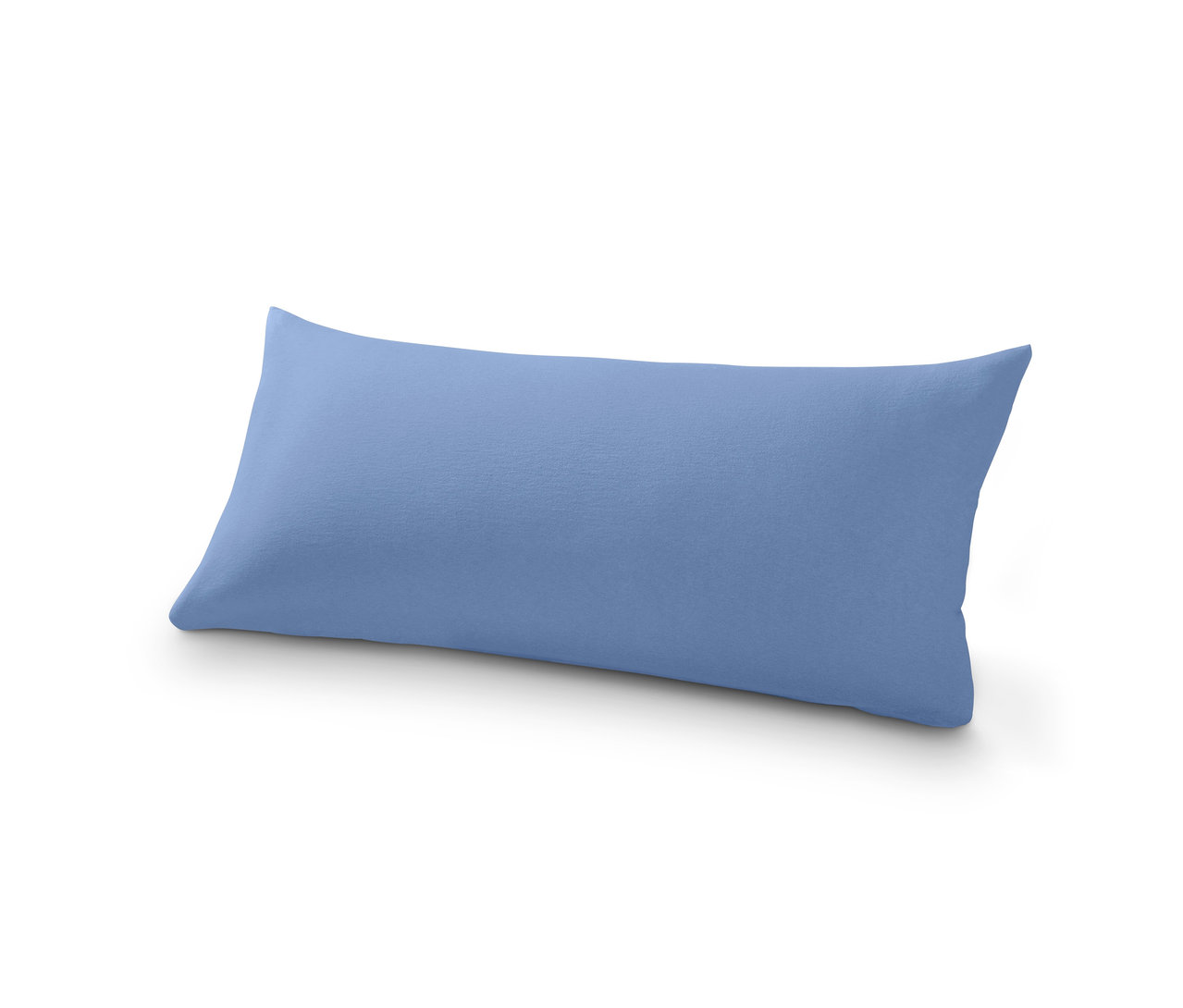 Blauer Jersey-Kopfkissenbezug.