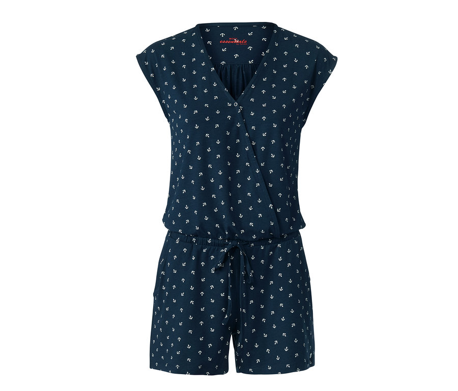 Marineblauer Jumpsuit-Pyjama mit Anker-Print.