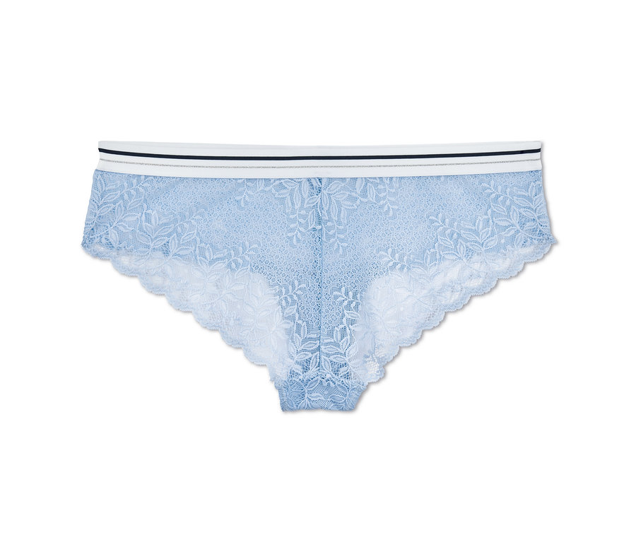 Hellblaue Spitzen-Panty.