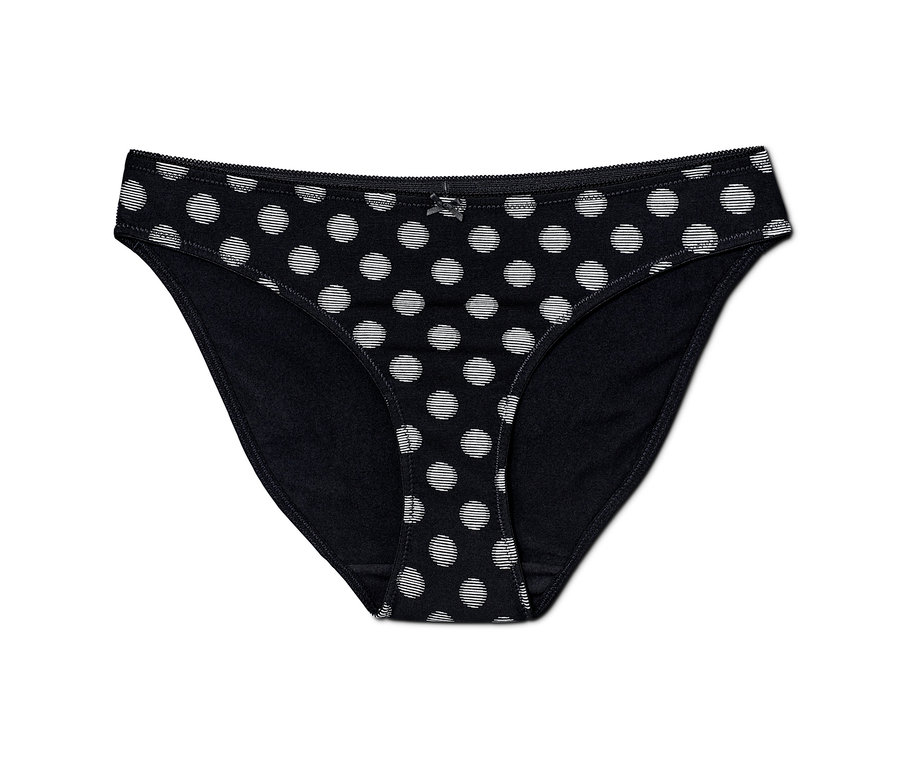 Schwarzer Slip mit weißen Punkten, 5 Stück