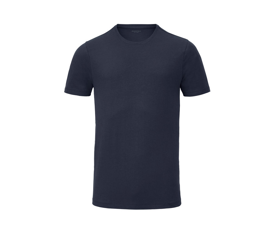 Dunkelblaues T-Shirt mit Rundhalsausschnitt.