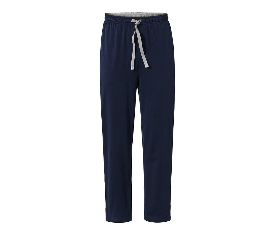 Marineblaue Pyjamahose aus dem 4-teiligen Pyjama-Set mit Kordelzug.