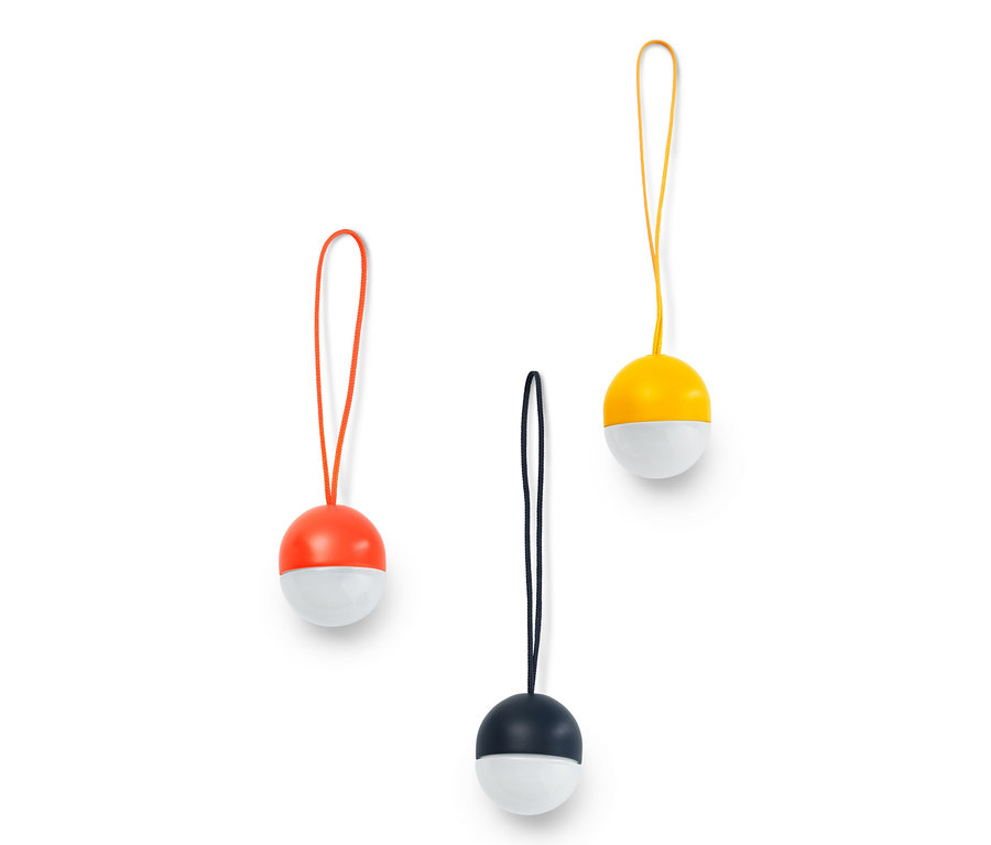 Drei LED-Mini-Lichter: orange, schwarz und gelb.