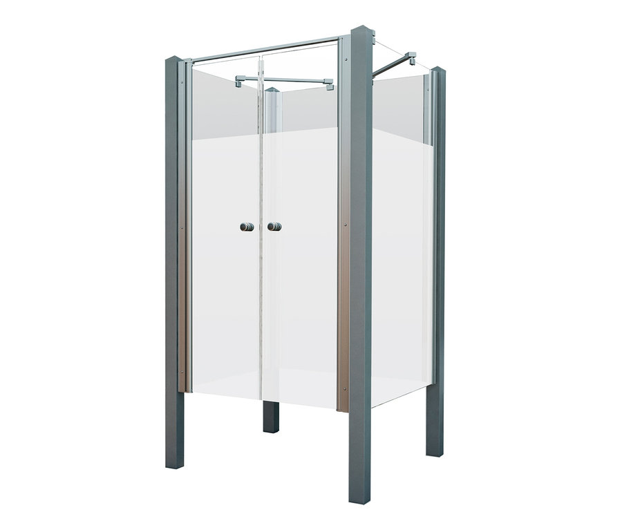 Graue Breuer Gartendusche »Exo«, 3-seitig mit Pendeltür, Intima-Dekor.