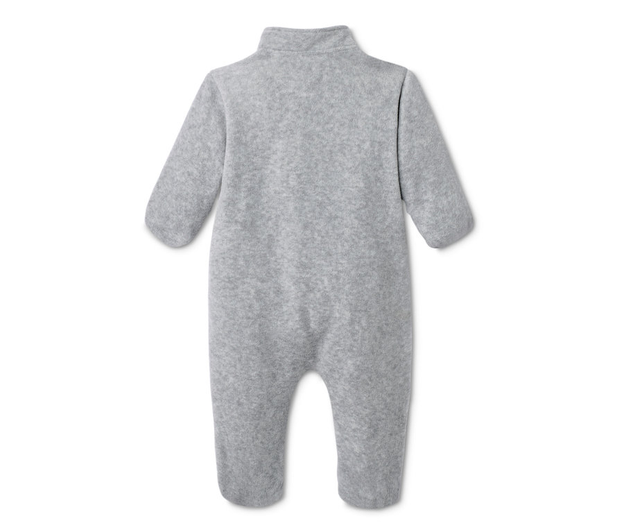 Grauer Baby-Fleece-Einteiler.