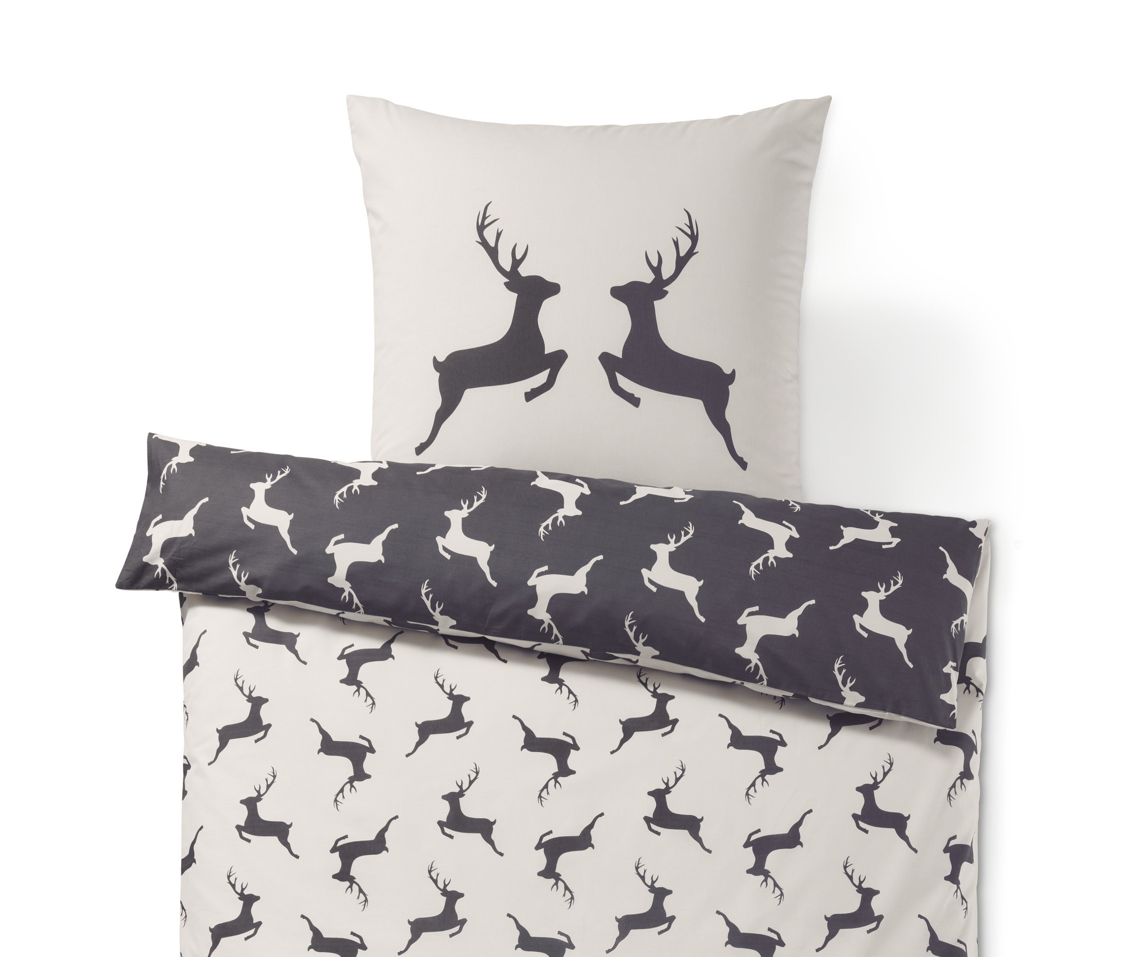 Renforcé-Bettwäsche in Normalgröße mit Hirschmotiv.