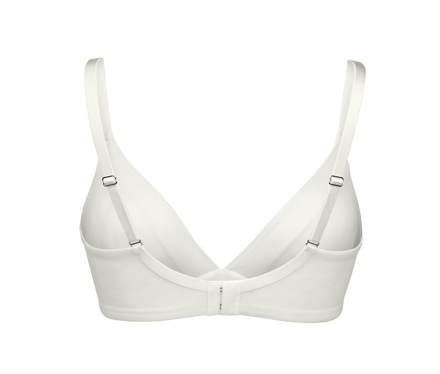 Detailansicht von hinten eines weißen Komfort-Soft-BHs.
